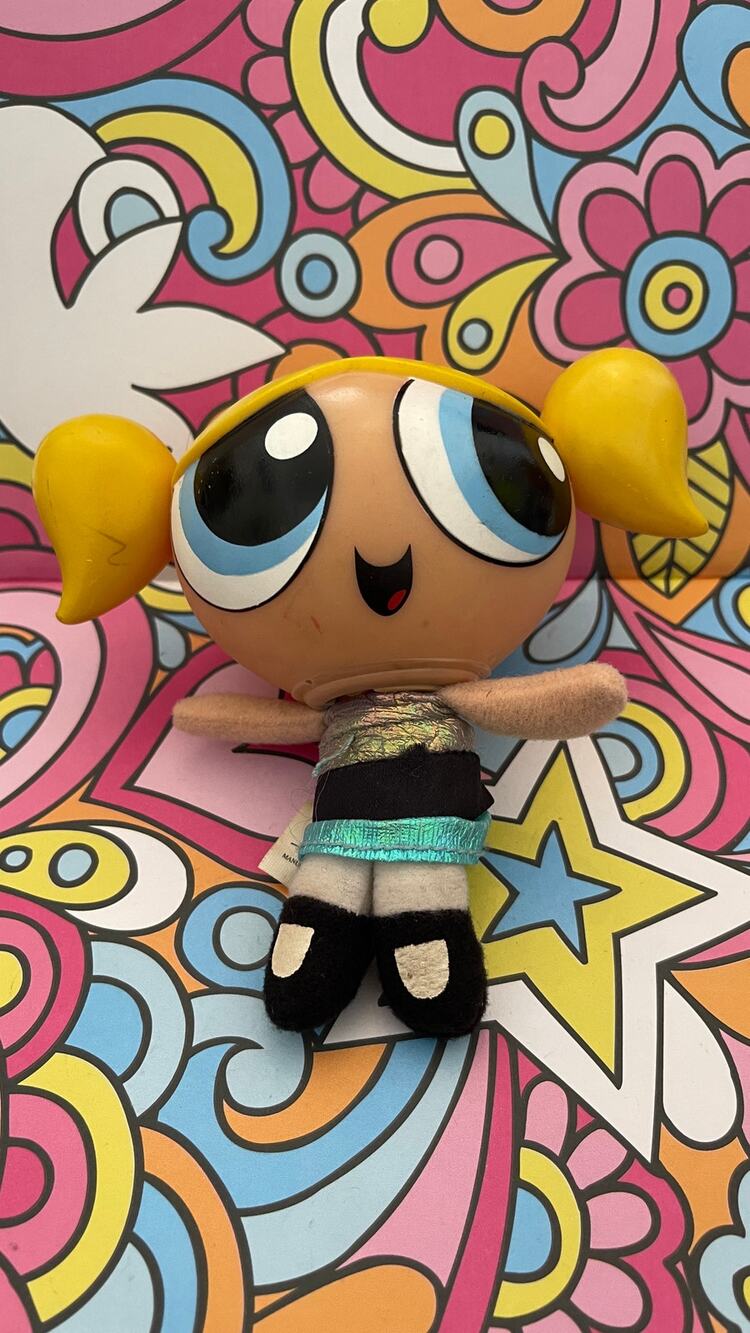 Trendmasters 2000 Plush Toy - Yellow and Blue Powerpuff girls Bubbles